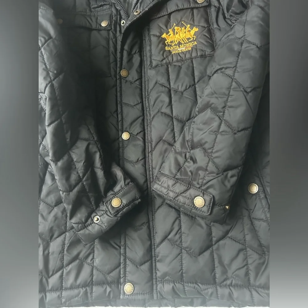 l Santa Monica Polo Club Quilted Jacket Black | Equestrian Style | Medium